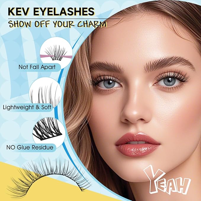 KevKev Lash Extension Kit Lash Clusters Kit 144Pcs 8-16mix Length Ultra Soft Eyelash Extension Kit Lash Bond and Seal Lash Glue Lash Remover for DIY Eyelash Extensions(Wetland, D-8-16mix)