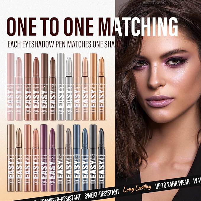 Jolilab Eyeshadow Stick Set, 2 Colors Matte Professional Bright-Colored Contouring and Highlight Eyeshadow Stick, Cream Waterproof Long Lasting High Pigmented Eye Shadow. (2, 08+21 2pcs)