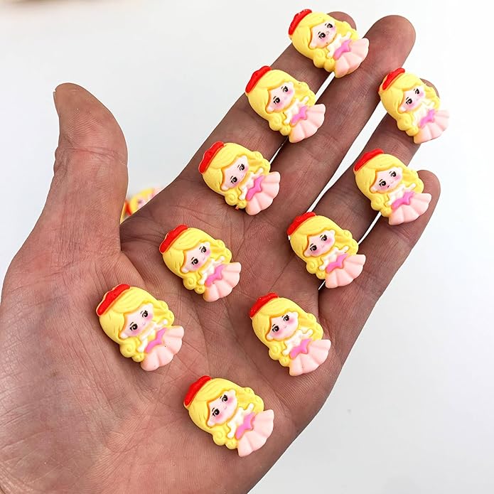 Heyiwell 25PC Flatback Resin Cute Princesses Girls Slime Charms for Scrapbooking Embellishments Making Girls Hairclip Hair Bows Ornament DIY Craft 26X18mm