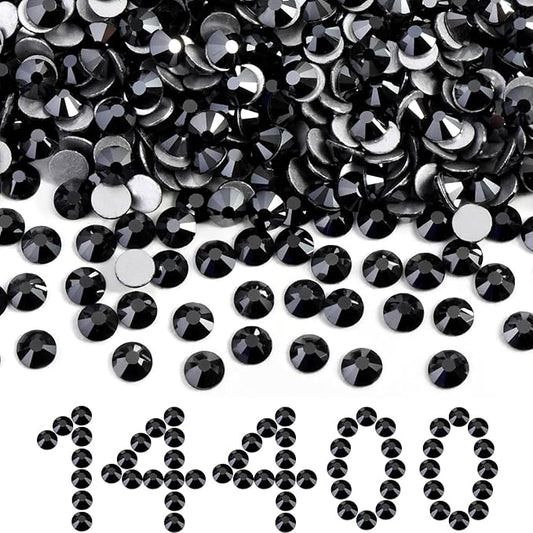 Beadsland Flatback Rhinestones Bulk, 14400pcs Rhinestones for Nails Crafts Clothes DIY Decoration, Jet Hematite, SS20, 4.6-4.8mm