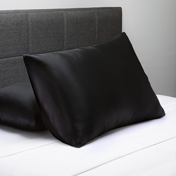 Fishers Finery 25mm 100% Pure Mulberry Silk Pillowcase (Black King)
