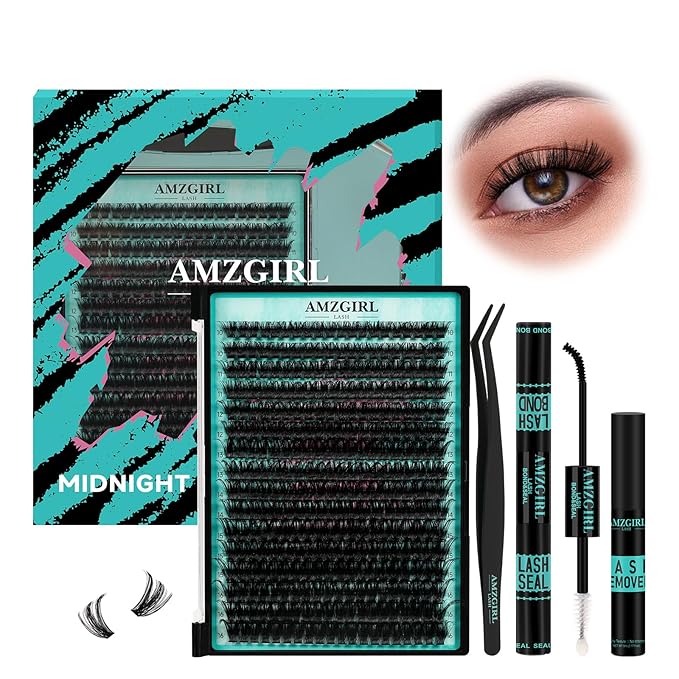 Lash Clusters Kit 320Pcs, 90D DIY Individual Eyelashes Extension With Bond, Seal, Remover, Applicator Tool for False Cluster At Home (D-Mix10-16mm)