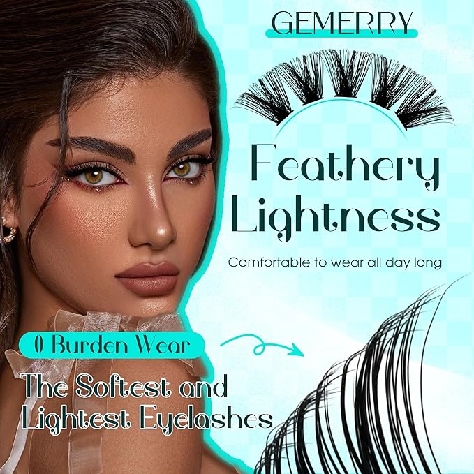 Eyelash Clusters Fluffy Lash Clusters Thick 280pcs Cluster Eyelash Extensions DIY At Home Individual Lashes Cluster Lashes by GEMERRY（80P+100P-10-18mm)