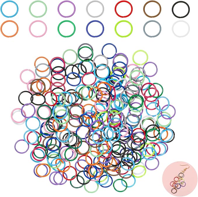 300 Pcs Colored Jump Rings 10mm Iron Metal Jump Rings Close O Ring Connectors Jewelry DIY Findings for Jewelry Keychain Choker Earring Necklaces Bracelet Making