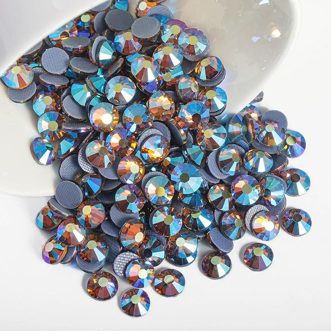 Beadsland Hotfix Rhinestones, 2880pcs Flatback Crystal Rhinestones for Crafts Clothes DIY Decoration, Light Colorado Topaz AB, SS8, 2.3-2.5mm