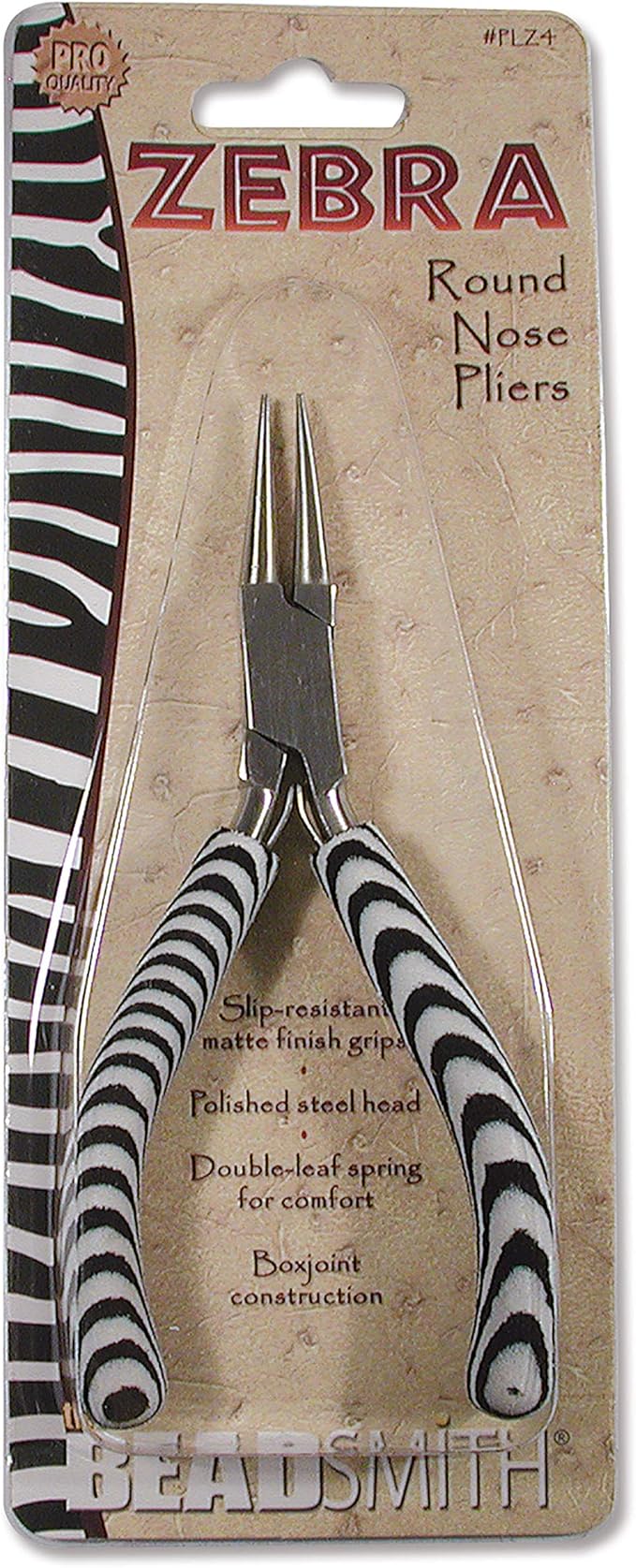 The Beadsmith Round Nose Pliers – Zebra Print Line – 5 inches (127 mm) – Comfortable Handle with Double Leaf Springs – Jewelry Making Tool for Creating Bracelets, Earrings and Necklaces