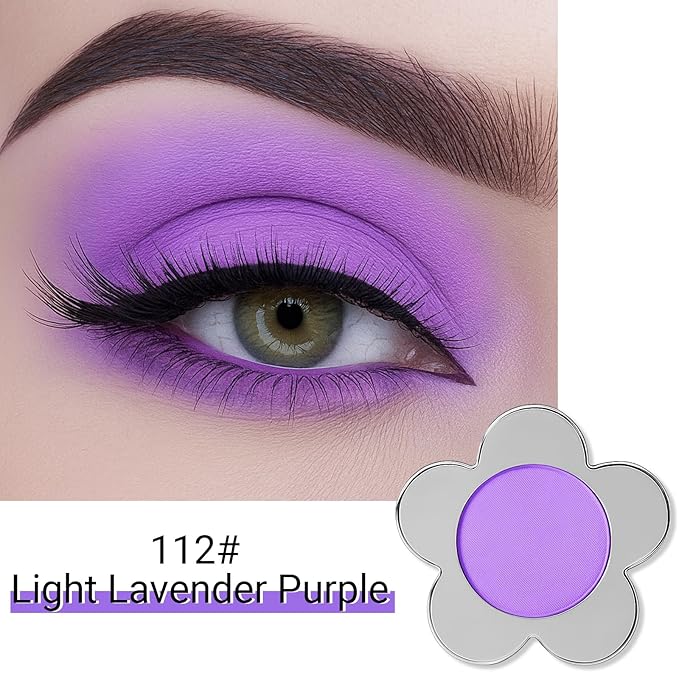 Erinde Lavender Purple Matte Eyeshadow Palette, Velvet Eye Shadow Compact Powder Primer Base Makeup, Long-Lasting Eye Makeup, Ultra-Blendable, Pigmented Color, Vegan Formula, 112 Light Lavender Purple
