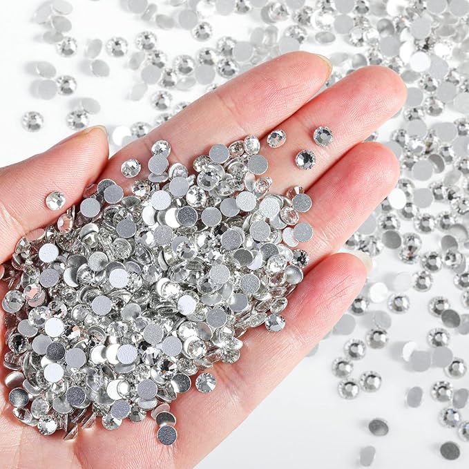 Beadsland Flatback Rhinestones Bulk,14400pcs White Rhinestones for Nails Crafts Clothes DIY Decoration, Crystal, SS8,2.3-2.5mm