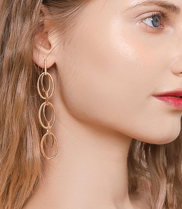 OZEL 14K Gold & Silver Plated Paperclip Chain Earrings with Cubic Zirconia – Dangle, Hoop, Huggie, Stud Styles – Women’s Fashion Jewelry Gift