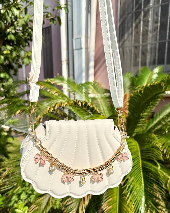 Cute Cherry Bag Chain Keychain with Pearl, Pink Bow Purse Charm, Trendy Handbag Bag Charm Keychain Accessories for Women