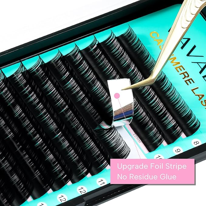 VAVALASH Cashmere Lashes - Premium Volume Eyelash Extensions 8-20MM Individual Silk Lashes, Soft Matte Black - Professional Extension Tray Supplies (0.07-DD-13-20MM)