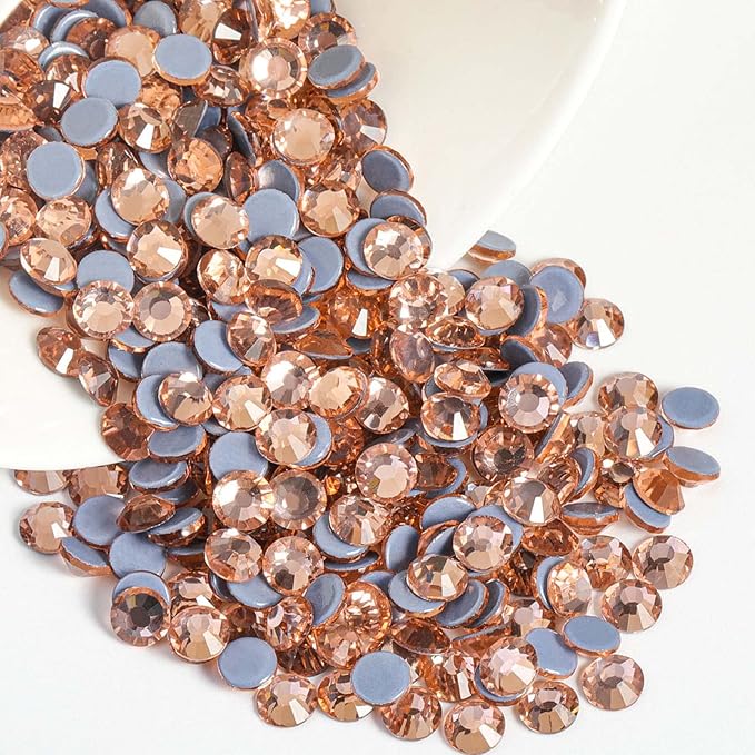 Beadsland Hotfix Rhinestones, 288pcs Flatback Crystal Rhinestones for Crafts Clothes DIY Decorations, Champagne, SS30, 6.3-6.5mm