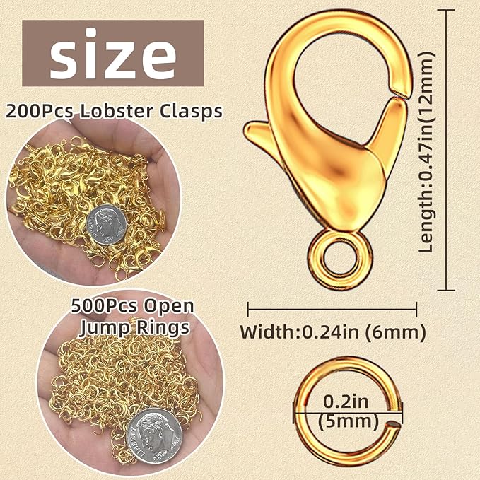 700Pcs Lobster Claw Clasps and Open Jump Rings Set,Lobster Clasps for Jewelry Making Bracelet Clasp and Closures for DIY Necklace Jewelry Anklet