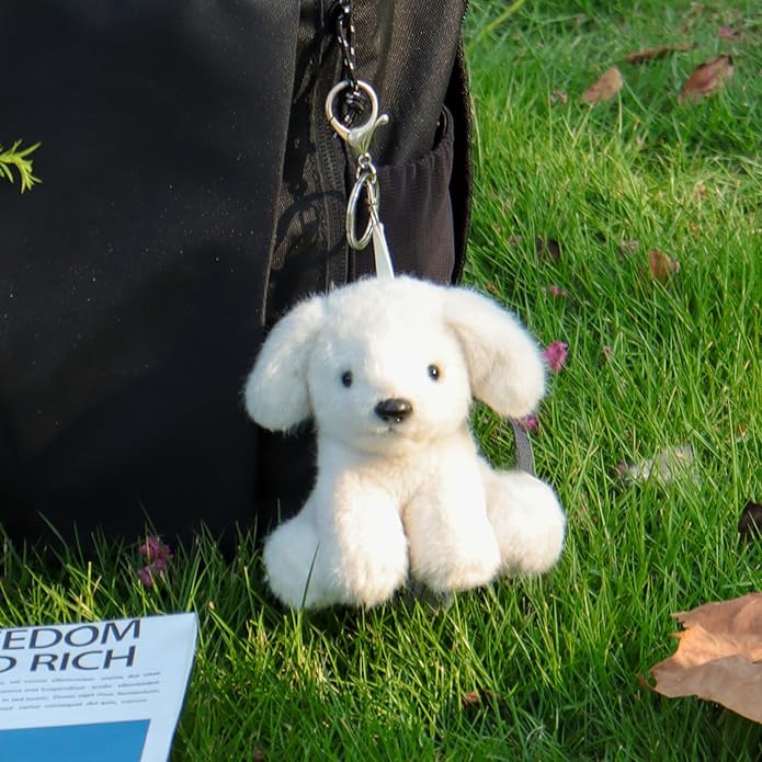 Apricot Lamb Plush Labrador Dog Puppy Stuffed Animal Soft Keychain for Kids Bag, Purse, Backpack, Handbag