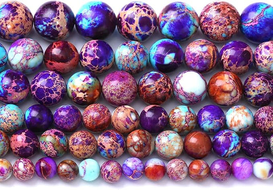 6mm 60pcs Natural Stone Galaxy Purple Sea Sediment Imperial Jasper Loose Beads for Jewelry Making DIY Bracelet Necklace