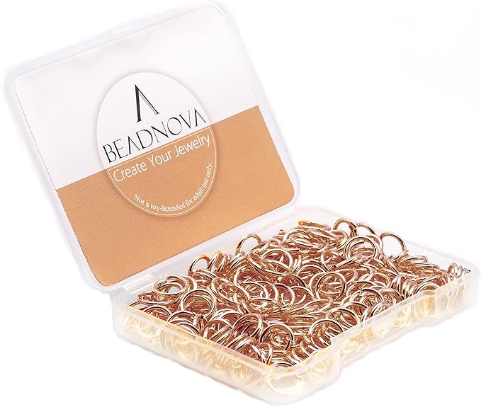 BEADNOVA 8mm Open Jump Rings Rose Gold Jump Rings for Jewelry Making and Keychains (300Pcs)
