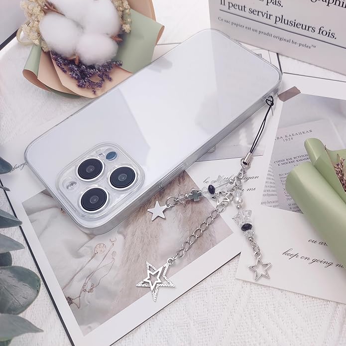 1-4PCS Cute Phone Charms Aesthetic Y2K Cell Phone Charms Strap Pink Strawberry Butterfly Star PhoneCharm Y2K Accessories for Bag Keychain Airpods Camera Pendants Decor