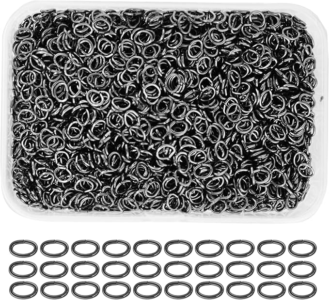Mandala Crafts 5X4mm Gunmetal Oval Jump Rings Jewelry Findings Metal O Rings for Jewelry Making Supplies - 2400 Small Open Jump Rings Kit for Necklace Earring