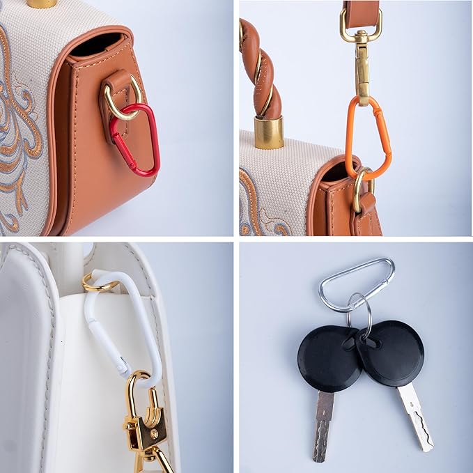 Colorful D Spring Carabiners Keychain Clip,D Spring Clip Aluminum Hook Accessories Snap Link Key Chain Ring Hook