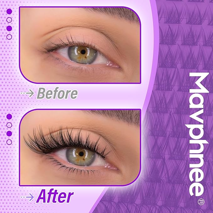 Lash Clusters Wispy Lash Extension Natural Cluster Eyelash Extension 132 Pcs CC-Curly Eyelash Individuals 10-16MM DIY Lashes Beginner-friendly Soft Cluster Lash Pack for Daily Wear by Mavphnee