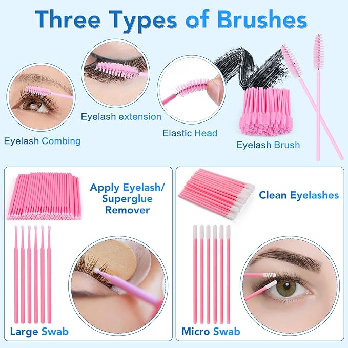 Eyelash Extension Kit for Beginners, Professional Lash Extension Kit with Mannequin Head, Lash Starter Kit with Lash Fan, Lash Extension Supplies for Practice Training Kit