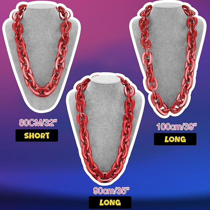 Remuuly Plastic Chain Necklace Chunky Big Fake Necklace Hip Hop Rapper Giant Turnover Chain Costume for Halloween