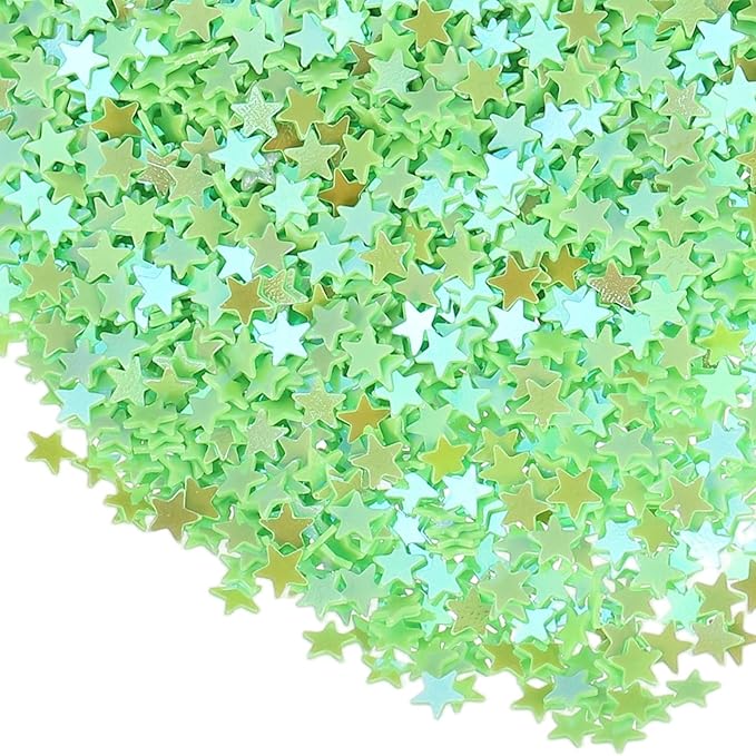 uxcell 1.94oz(55g) Star Glitter Confetti, 3mm Art Craft Glitter Holographic Sequins Table Confetti Laser Sequins for Crafts DIY Nail and Party Wedding Festival Decoration, Light Green