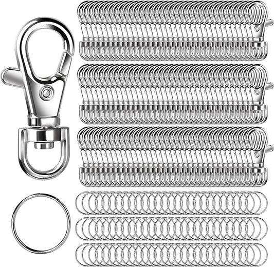 LEOBRO 240PCS Lobster Claw Clasps and Key Rings, Keychain Making Kit, 120PCS Keychain Clips and 120PCS Key Chain Ring, for Keychains, Lanyard, Jewelry Making, Art Crafts, Silver