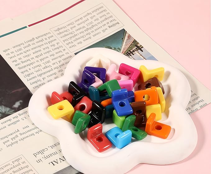 40 PCS Letter Beads 3D Acrylic 21mm x 14mm L Loose for Jewelry Making Bracelet Necklaces Keychain Phone Bag Chain Key Chains(Mixed Color L)