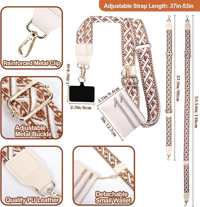 XANGNIER Clip and Go Strap for Phone with Wallet Crossbody, Phone Strap with Zippered Wallet, Adjustable Anti Theft Cellphone Lanyard for Women, Cellphone Chain Accessories,Multicolor 2