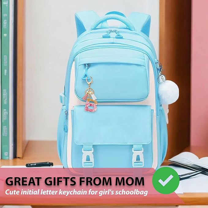 Initial Letter Keychain Cute Resin with 2 PU Tassel, Letter Keychain for Backpack Charms, Initial Keychains for Women