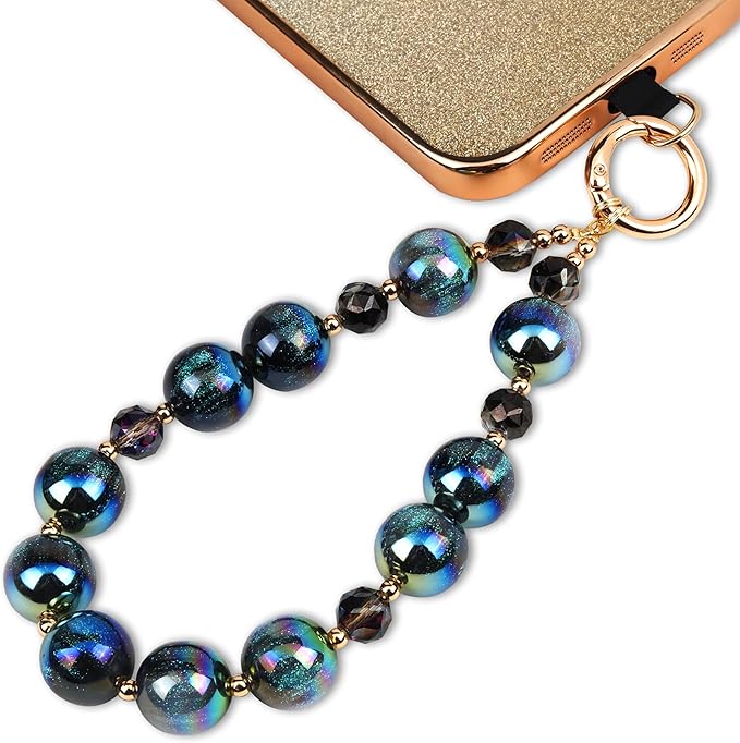 Phone Lanyard Wrist Chain for Cellphone Wrist Strap Phone Bracelet Strap Pearl Beaded Smartphone Wristlet (Galaxy)