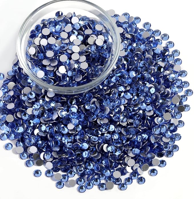 Beadsland Flatback Rhinestones Bulk,14400pcs Light Blue Rhinestones for Nails Crafts Clothes DIY Decoration, Light Sapphire, SS20, 4.6-4.8mm