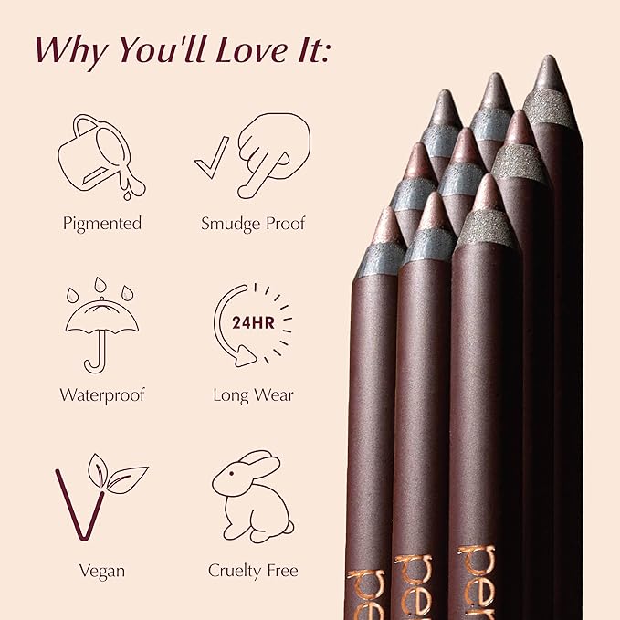 PERSONA 24HR Waterproof Eyeliner | Creamy, Smudgeable Pencil for Lash Line & Waterline | All-Day to All-Night Wear | Vegan, Cruelty-Free, Paraben-Free | Made in USA, Graphite