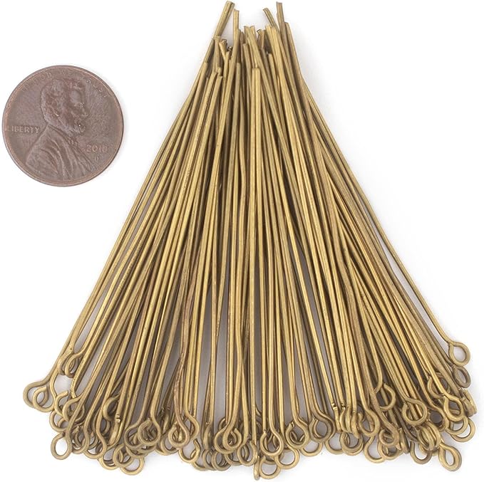 The Bead Chest Brass 21 Gauge 2.5 Inch Eye Pins (Approx 100 Pieces)