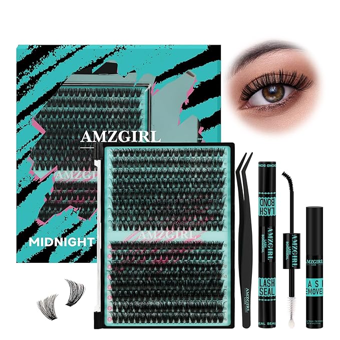 Lash Clusters Kit 320Pcs 60D 80D DIY Individual Lashes Extension Kit Lash Bond And Seal Lash Remover For Eyelashes Extensions Lash Applicator Tool For False Eyelash Cluster Kit At Home(D-Mix10-16mm)