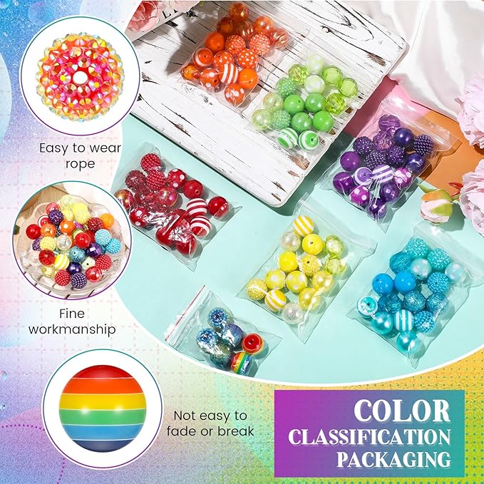 100 Pcs 20mm Rhinestone Bubblegum Beads for Pens Mixed Crystal Resin Chunky Beads for DIY Craft Keychain Necklace Bracelet Jewelry Making(Rainbow Color)