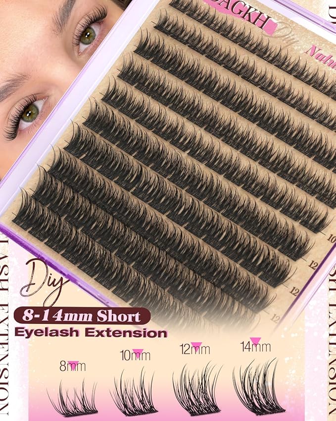 Short Lash Clusters 8-14mm Natural Cluster Eyelashes Ultra-Thin Band Cluster Eyelash Extensions Wispy Lash Extension DIY Silk Mink Eyelash Clusters Super Natural