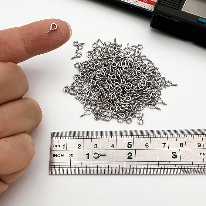 600 Pcs (304) Stainless Steel Small Screw Eye Pin 4mm x 8mm Eyelet Hook for Jewelry Tiny Screws Hooks Ring