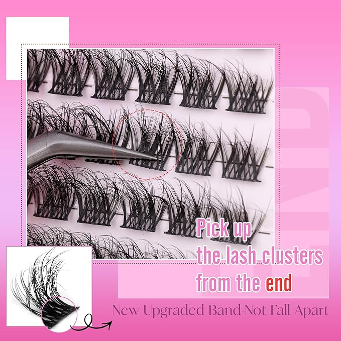 Ruairie Lash Clusters Wispy Eyelash Clusters Eyelash Extensions 168pcs Natural Individual Lashes D-Curly Cluster Lashes 8-16MM DIY Lash Extensions Left Right Eye Lash Clusters