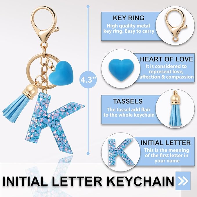 Alphabet Initial Letter Keychain Cute Heart Resin - Letter Keychain for Backpack Charms - Initial Keychains for Women