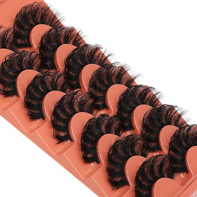 Mink Lashes Fluffy False Eyelashes 20-22mm Dramatic Volume Eyelash Full Eye Lashes 8D D Curly Fake Eyelashes 7 Pairs Faux Mink Lashes Multipack by TOOCHUNAG