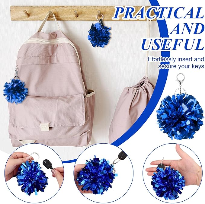 24 Pcs Cheer Pom Pom Keychain Cheerleader Gift Cheering Keyring Camp Team Gift