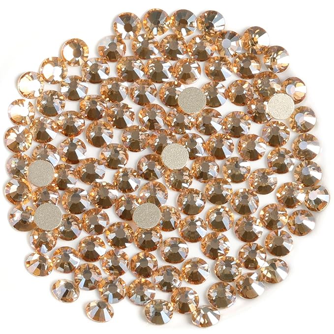 Beadsland Flat Back Crystal Rhinestones Round Gems for Nail Art and Craft Glue Fix, Golden Shadow, 10mm, SS50/144pcs