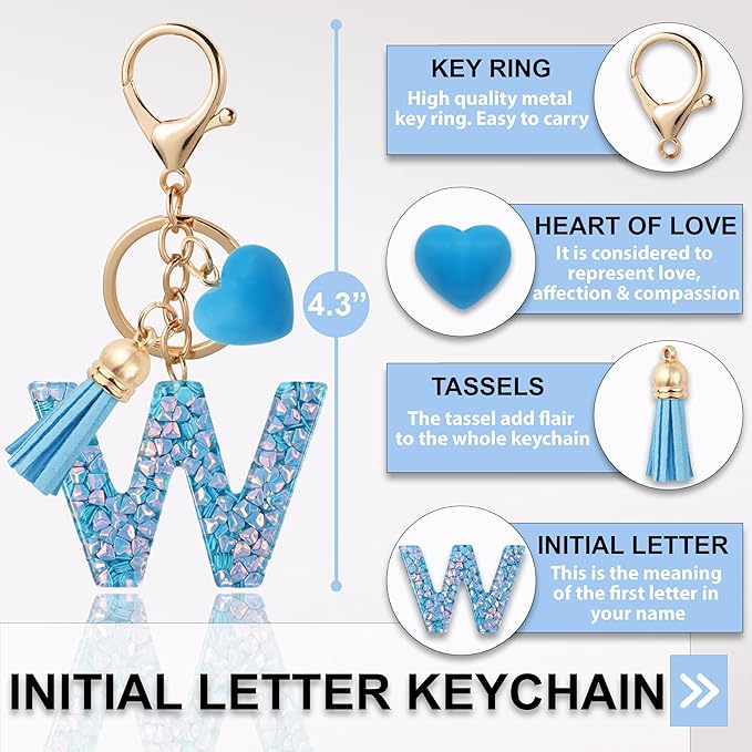 Alphabet Initial Letter Keychain Cute Heart Resin - Letter Keychain for Backpack Charms - Initial Keychains for Women