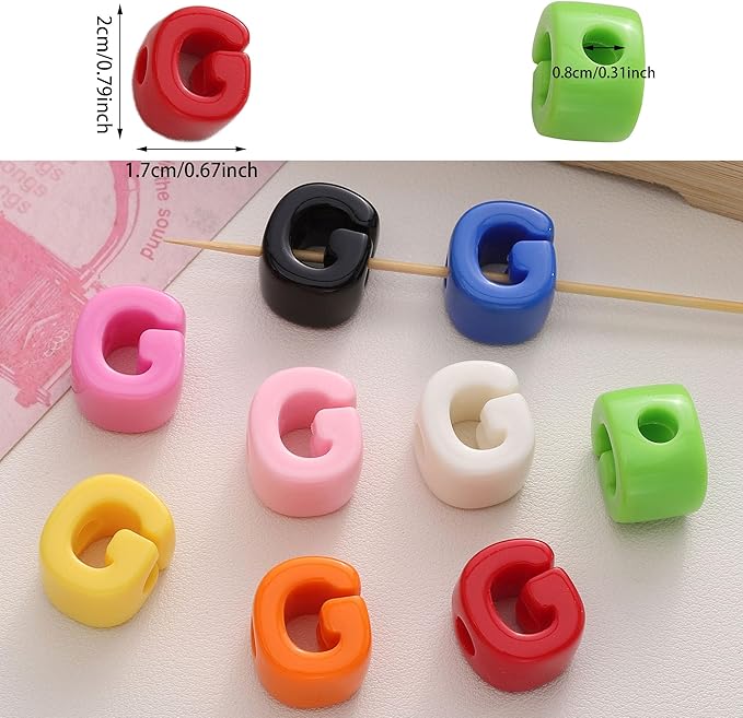 40 PCS Letter Beads 3D Acrylic 21mm x 17mm G Loose for Jewelry Making Bracelet Necklaces Keychain Phone Bag Chain Key Chains(Mixed Color G)