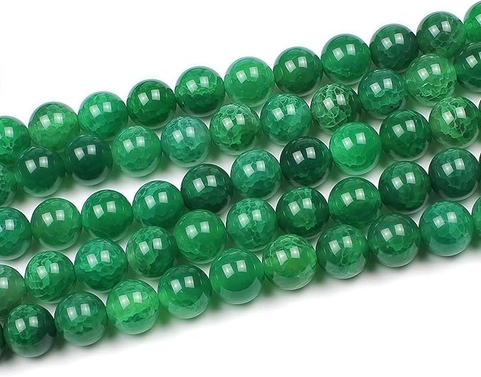 MJDCB Natural Stone Beads 6mm 60pcs Round Green Dragon Vein Agate Loose Gemstone Bead Charms for Jewelry Making Bracelet Necklace Earring Pendant