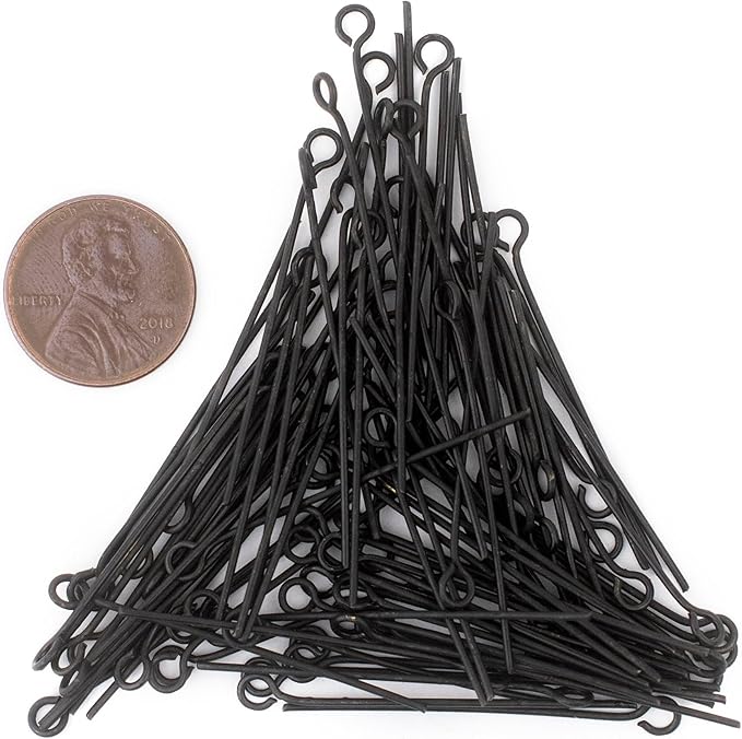 The Bead Chest Midnight Brass 21 Gauge 1.5 Inch Eye Pins (Approx 100 Pieces)