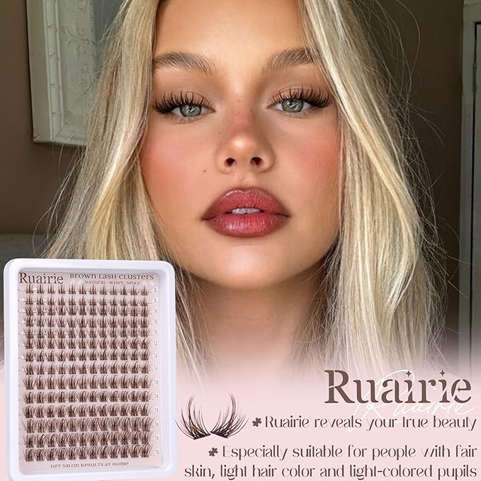 Brown Lash Clusters Invisible Band Eyelash Clusters Manga Cluster Lashes Natural Lashes Clusters C Curly 8-16mm Wispy Cluster Eyelash Extensions 168pcs DIY Individual Lashes by Ruairie