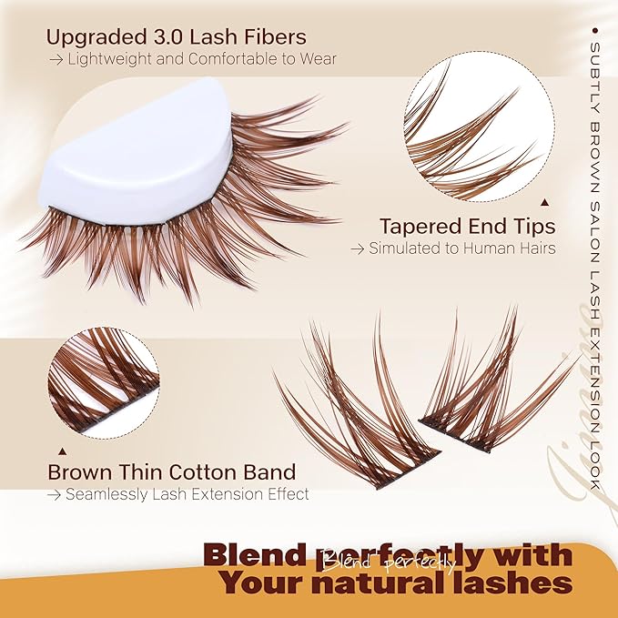 Anime Cluster Lashes Brown Lash Clusters Manga Eyelash Clusters Natural Dark Brown Individual Lashes 10-16MM Fairy Cluster Eyelash Extensions 110Pcs DIY Spiky Cluster Lashes at Home by JIMIRE